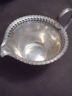 Source Unknown Silver-Tone Pierced Rim Creamer Pitcher